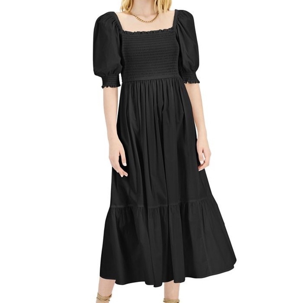 EUC INC International Concepts Smock Puff-Sleeve A Line Pull Over Tiered Dress M